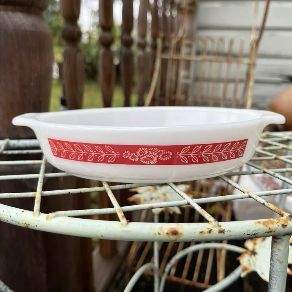Pyrex Revel Floral Pixie 700 Au Gratin Dish 10Oz Restaurant Ware Glass Vintage